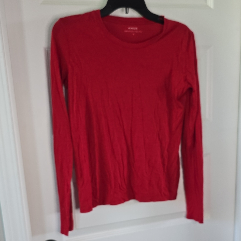 Vince Red Fitted Long Sleeve Tee